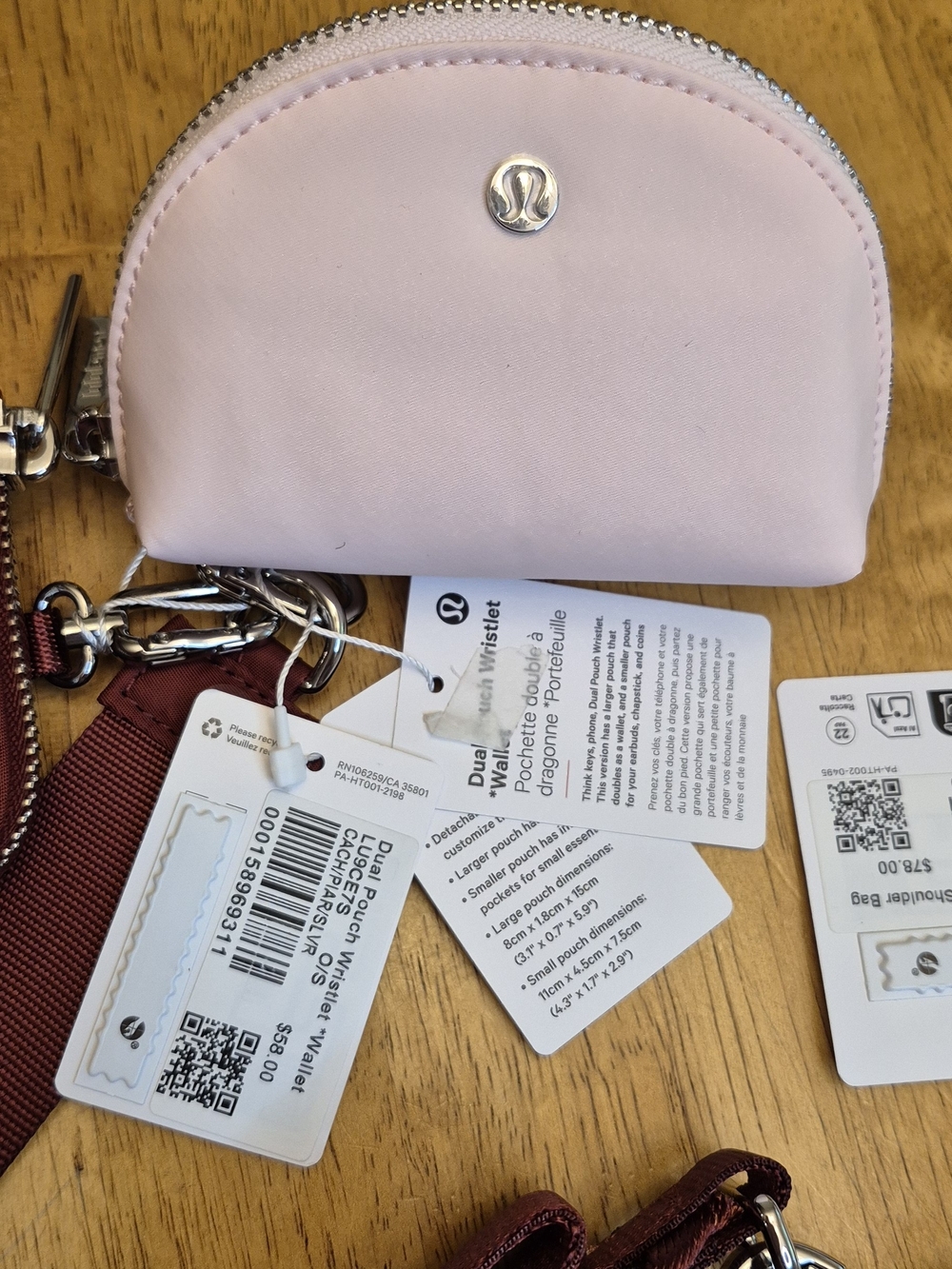 Lululemon City Essentials Cranberry Charm shoulder bag And Wallet Wristlet Set - Picture 3 of 11